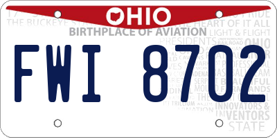 OH license plate FWI8702