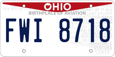 OH license plate FWI8718
