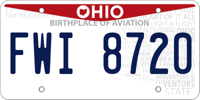 OH license plate FWI8720