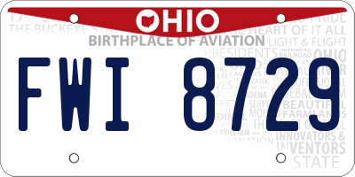 OH license plate FWI8729