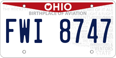 OH license plate FWI8747