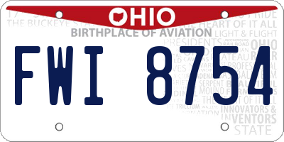 OH license plate FWI8754