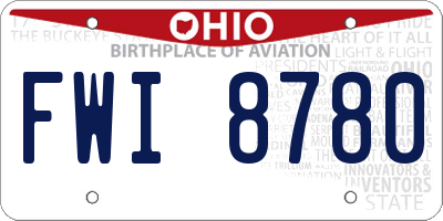 OH license plate FWI8780