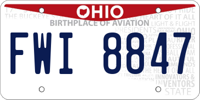 OH license plate FWI8847