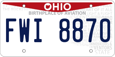 OH license plate FWI8870