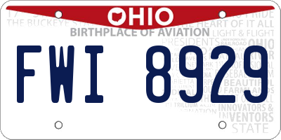 OH license plate FWI8929