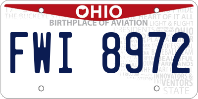 OH license plate FWI8972