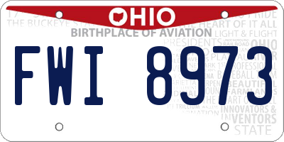 OH license plate FWI8973