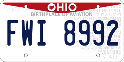 OH license plate FWI8992