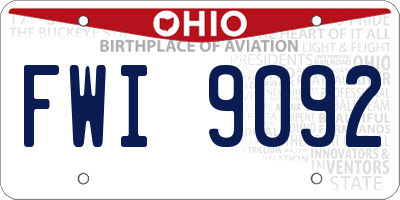 OH license plate FWI9092