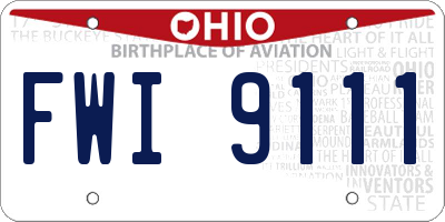 OH license plate FWI9111