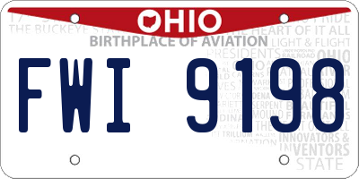OH license plate FWI9198