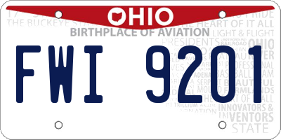 OH license plate FWI9201