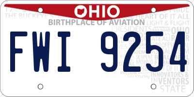 OH license plate FWI9254