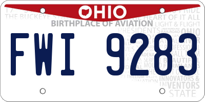 OH license plate FWI9283