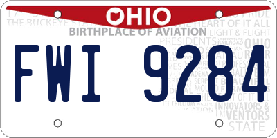 OH license plate FWI9284