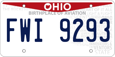 OH license plate FWI9293