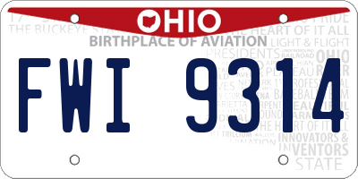OH license plate FWI9314
