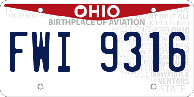 OH license plate FWI9316