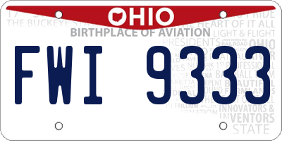OH license plate FWI9333