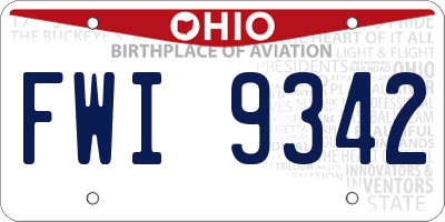 OH license plate FWI9342