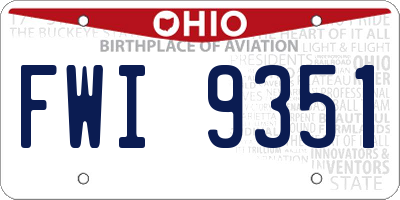 OH license plate FWI9351