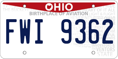 OH license plate FWI9362