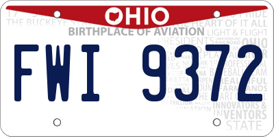 OH license plate FWI9372