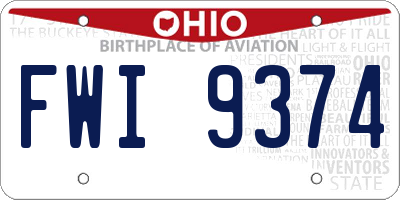 OH license plate FWI9374