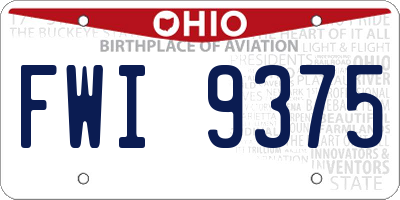 OH license plate FWI9375