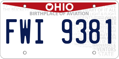OH license plate FWI9381