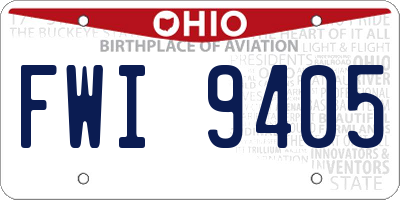 OH license plate FWI9405