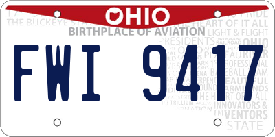 OH license plate FWI9417