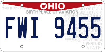 OH license plate FWI9455
