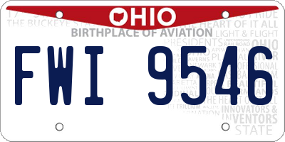 OH license plate FWI9546