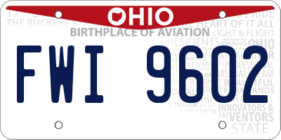 OH license plate FWI9602