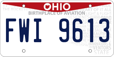 OH license plate FWI9613