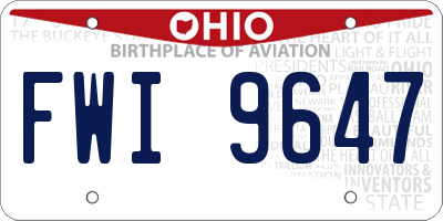OH license plate FWI9647