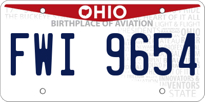OH license plate FWI9654