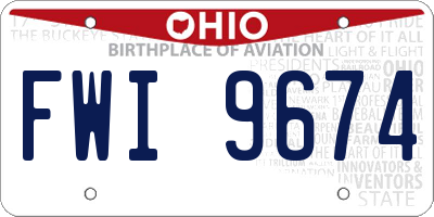 OH license plate FWI9674
