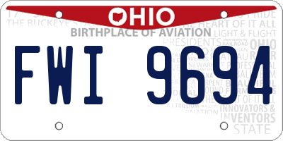 OH license plate FWI9694