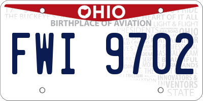 OH license plate FWI9702