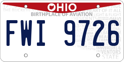 OH license plate FWI9726