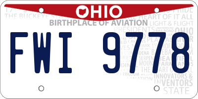 OH license plate FWI9778