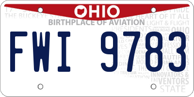 OH license plate FWI9783