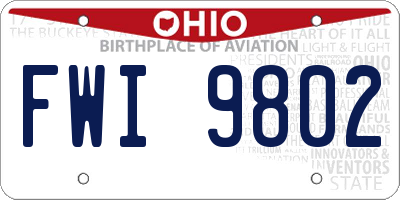 OH license plate FWI9802