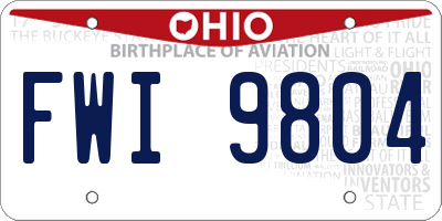 OH license plate FWI9804