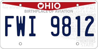 OH license plate FWI9812