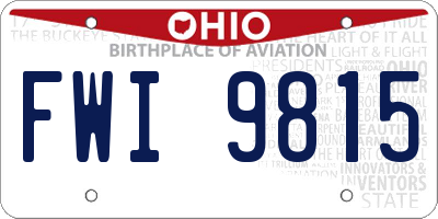 OH license plate FWI9815