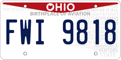 OH license plate FWI9818